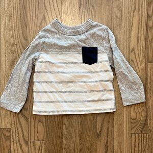 The Children's Place Gray and White Long Sleeve Tee with Navy Pocket